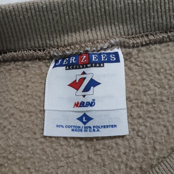 Jerzees Large Tan APPLE THEMED Sweatshirt Lace House Appliqué HANDMADE cot/poly - Picture 5 of 11